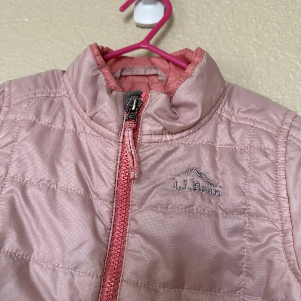 LL Bean Kids Pink Lightweight Puffer Jacket Coat Girls 12-18 Months Hooded Wind